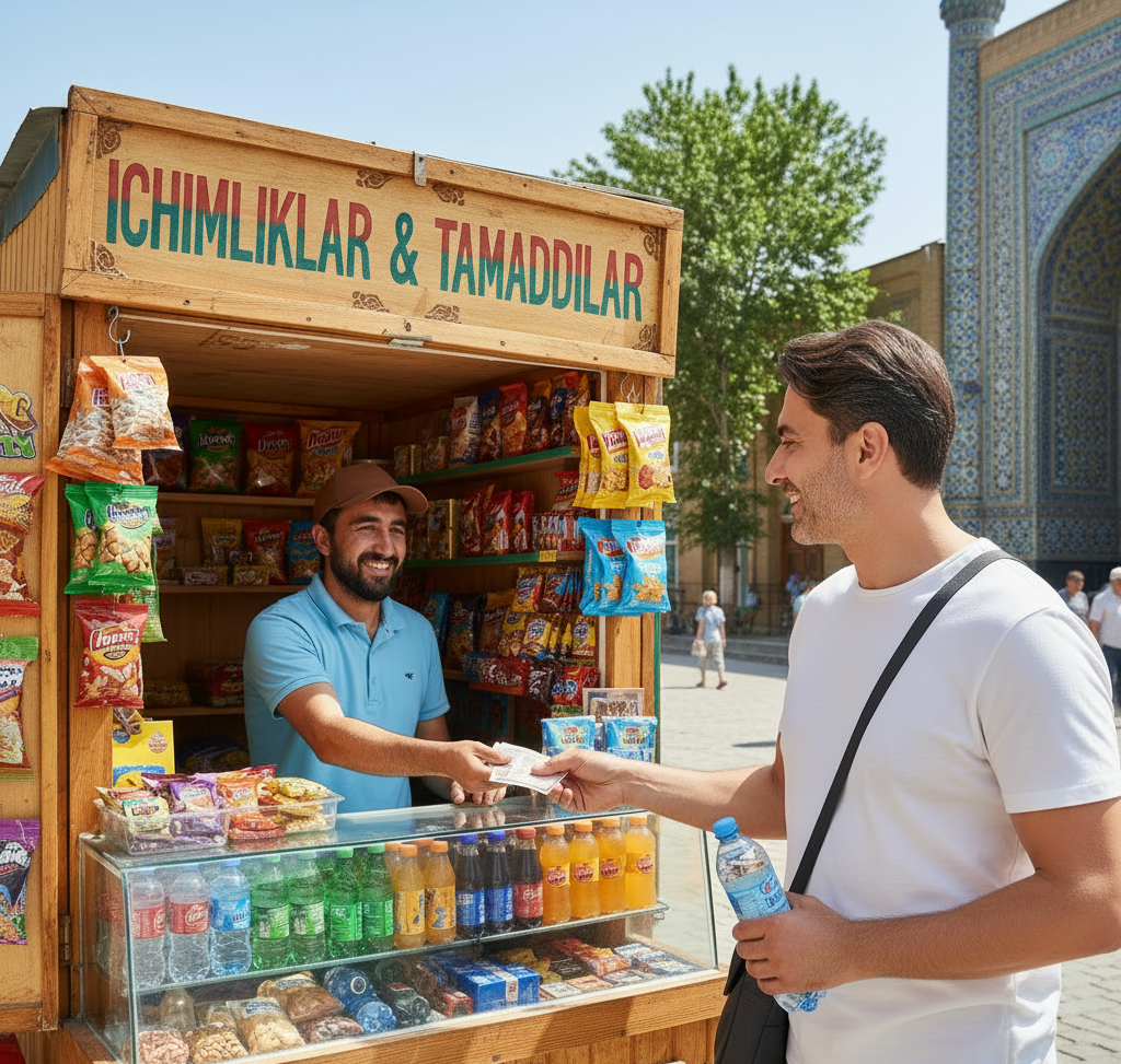 صحنه خرید از یک دکه